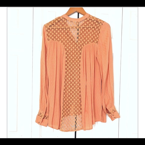 Free People Peach Best Button Down Shirt - Picture 4 of 5